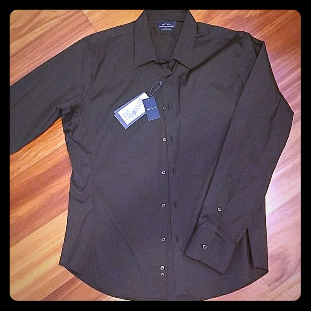 zara timeless super slim stretch black button down